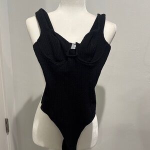 Astr black thong bodysuit